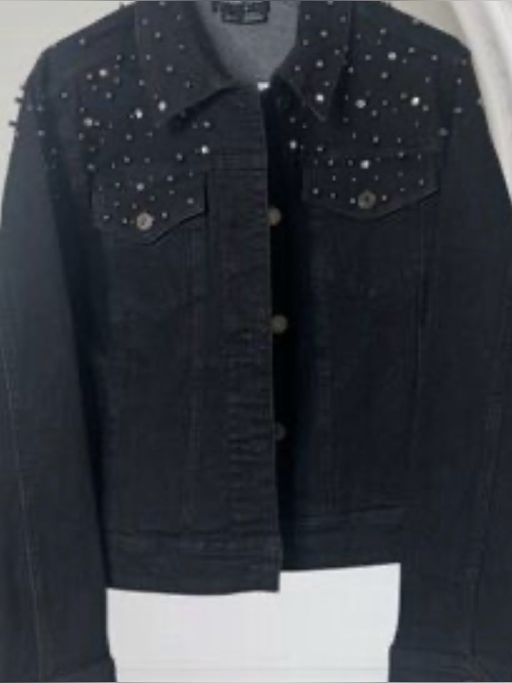 Black Studded Denim Jacket - Women - Picture 3 of 3